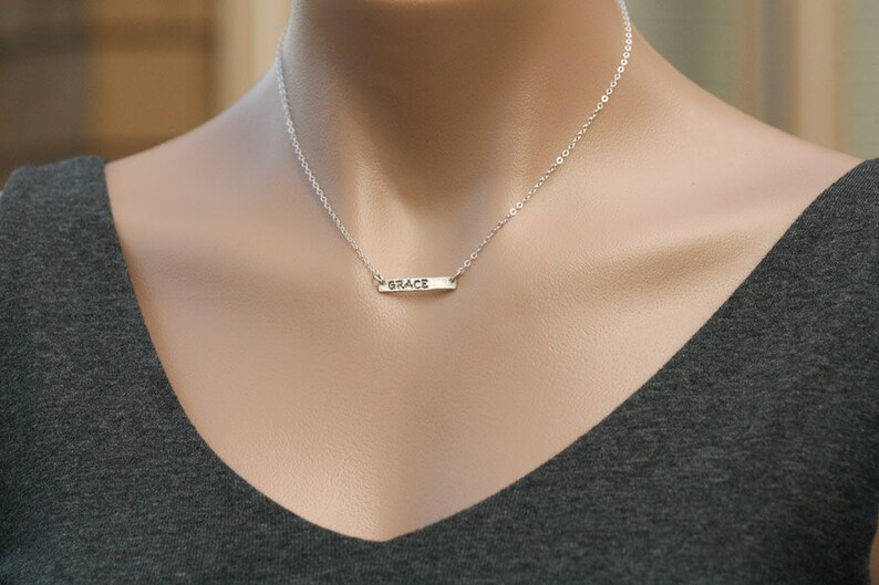 Kid bar necklace,Tiny baby size,mini bar necklace,name plate,initial bar necklace,flower girl jewelry,Initial Rectangle necklace,monogram image 4