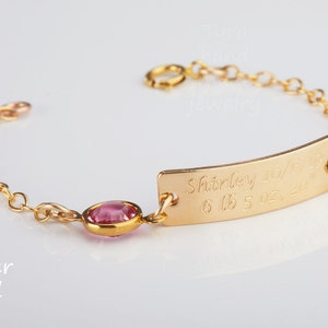 Personalized Baby bar Bracelet , Little Girl bracelet,Baby Jewelry, Personalized Baby Toddler Name Bracelet,baby birthstone bar bracelet