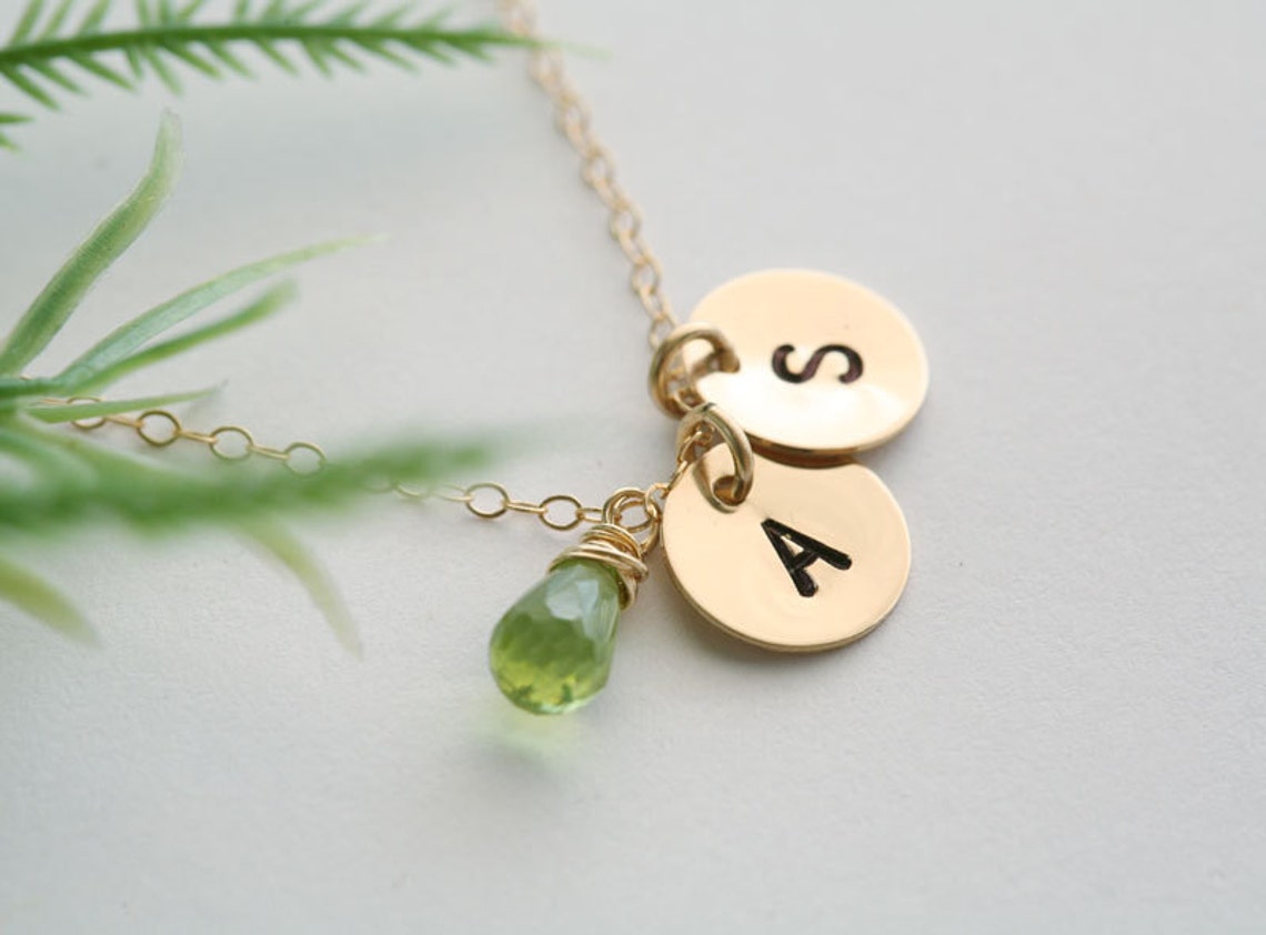 GOLD Filled Initials Necklacecustom Birthstonecustom Font - Etsy