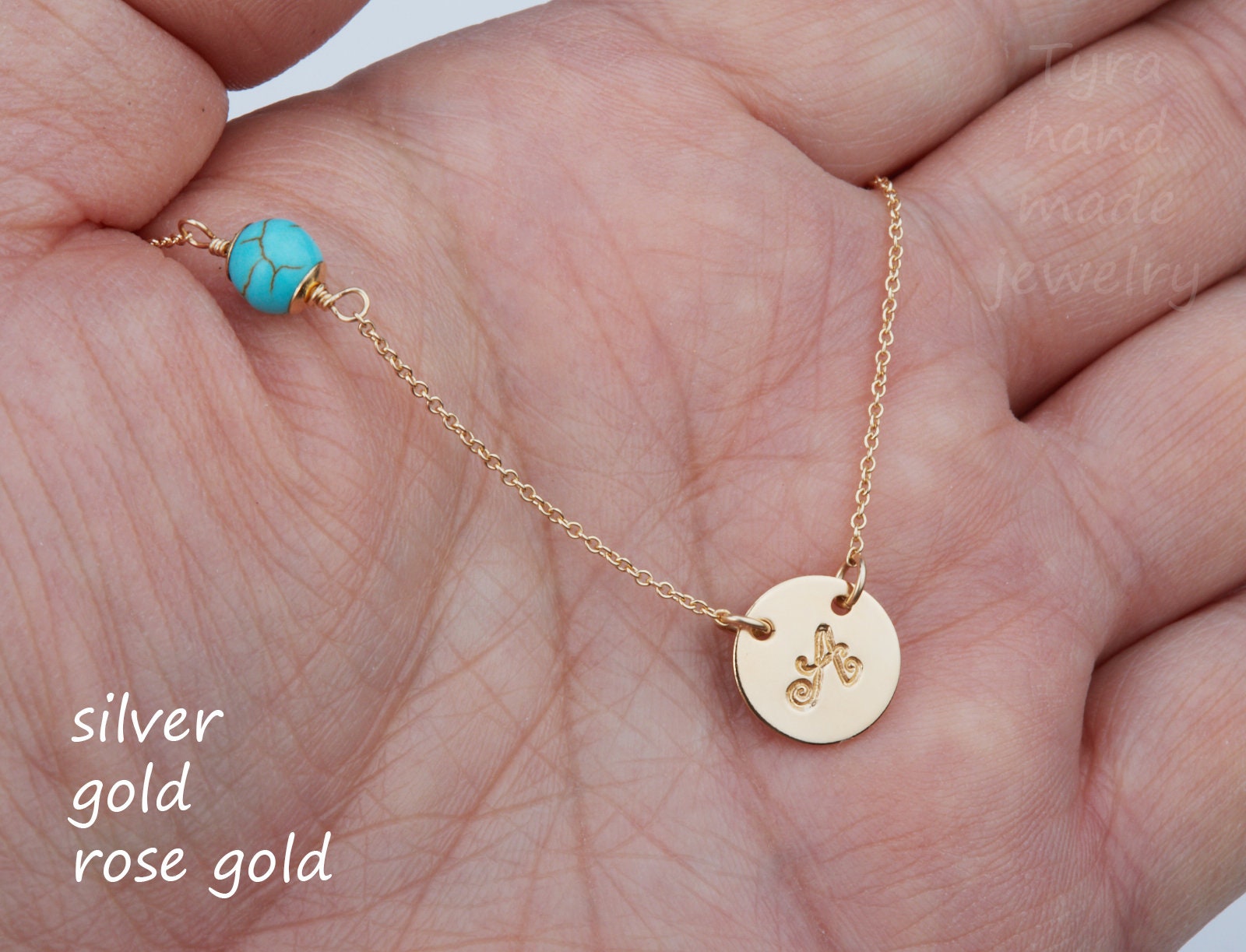 Hand Stamped Disc Necklace Personalized 