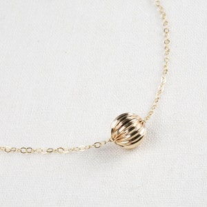 Gold Filled ball Necklace,Ball necklace,corrugated gold ball,gold bead necklace,Everyday Jewelry,Bridesmaid gift,Wedding jewelry,Simplistic,