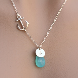 Gesamte Sterling Silber Seitlich Anker Halskette personalisiert,Seemann Anker,Maritimes Geschenk zur Unterstützung,Brautjungfern Geschenke,täglicher Schmuck,Stärke