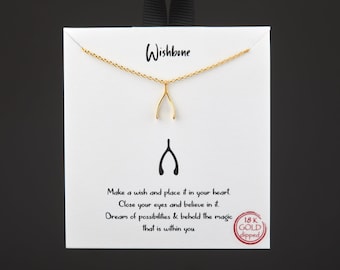 Gold wishbone necklace,Lucky charm necklace,Best friend necklace