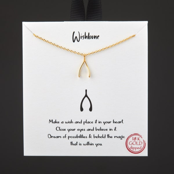Gold wishbone necklace,Lucky charm necklace,Best friend necklace