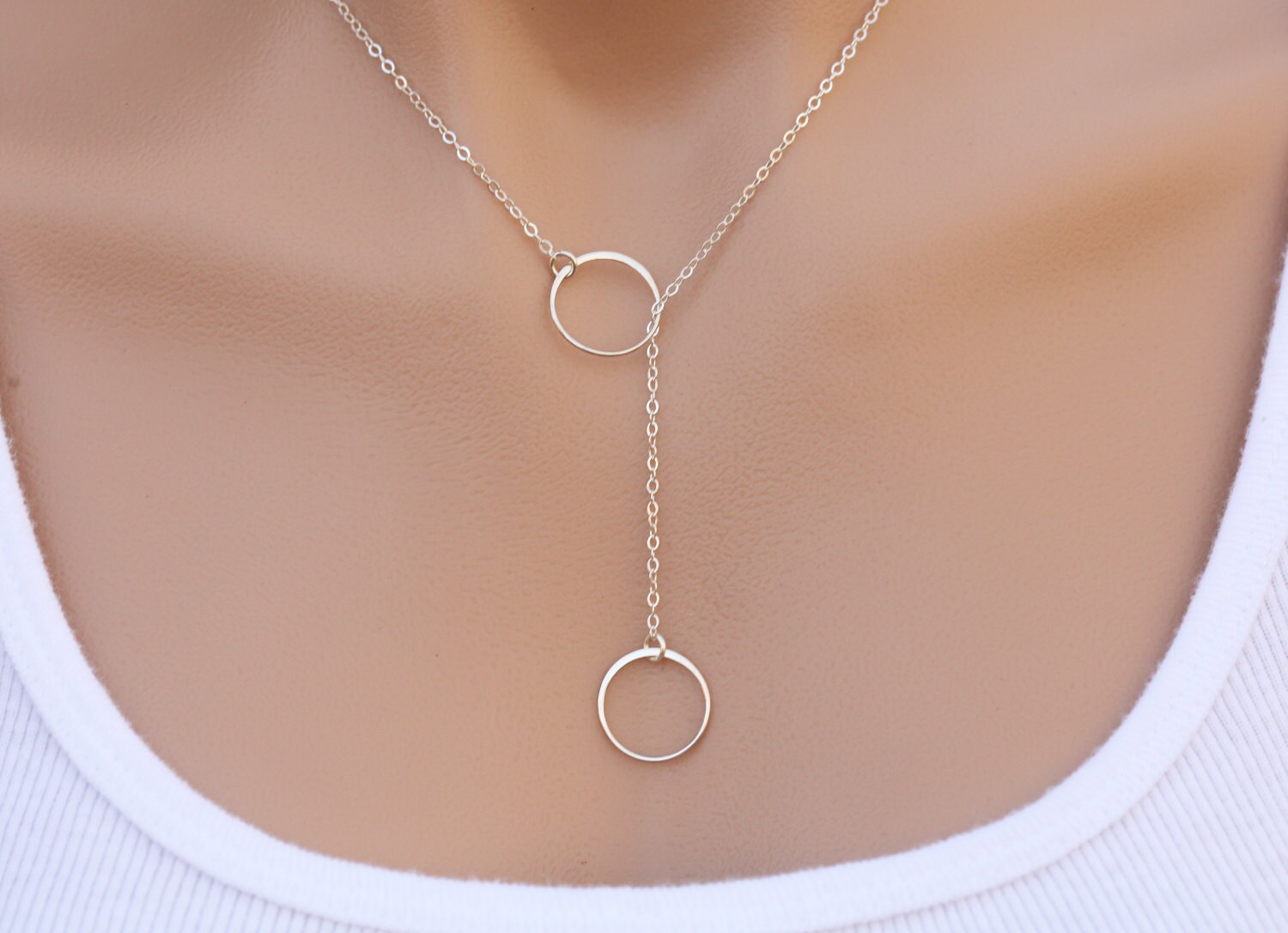 Sterling silver Circle Lariat Y necklaceKarma Lariat Etsy