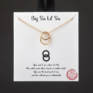 Schwester Kreis Halskette, Gold oder Weißgold getaucht, ineinander verschlungene Kreise Halskette, Schwester Geschenk, Beste Freundin Halskette, Geschenk große Schwester, kleine Schwester
