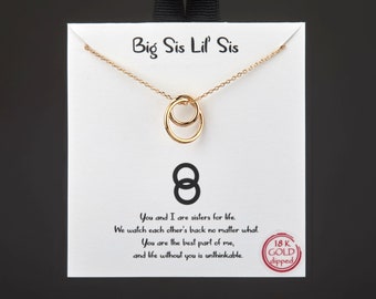 Sister circle necklace,gold or white gold dipped,interlocked circles necklace,Sister gift,Best friend necklace,Big sister little sister gift