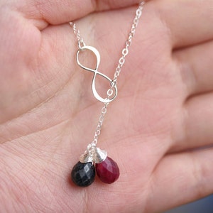 Infinity lariat,custom birthstone lariat,sideways infinity necklace,Lariat Y necklace,personalized jewelry,bridesmaid gift,Wedding Jewelry