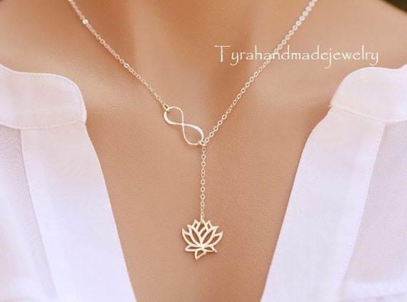 Sterling Silver Infinity Lotus Necklace,lotus Flower Necklace