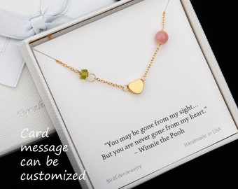 Personalized heart necklace,memorial necklace,puffed thick heart,custom birthstone,anniversary gift,best friend gift,custom jewelry card