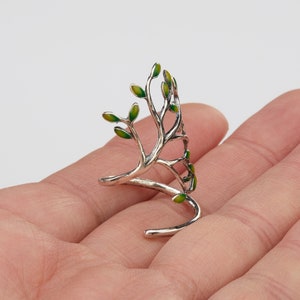 Enameled tree of life silver plated open ring,lively green leaf tree of life open ring,mother's day gift,grandma gift image 4