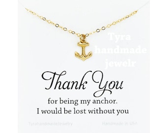 Gold Anchor necklace,hope anchor necklace,family anchor,Bridesmaid gift,Wedding Jewelry,Strength,Best Friend,Sister gift,personalized note