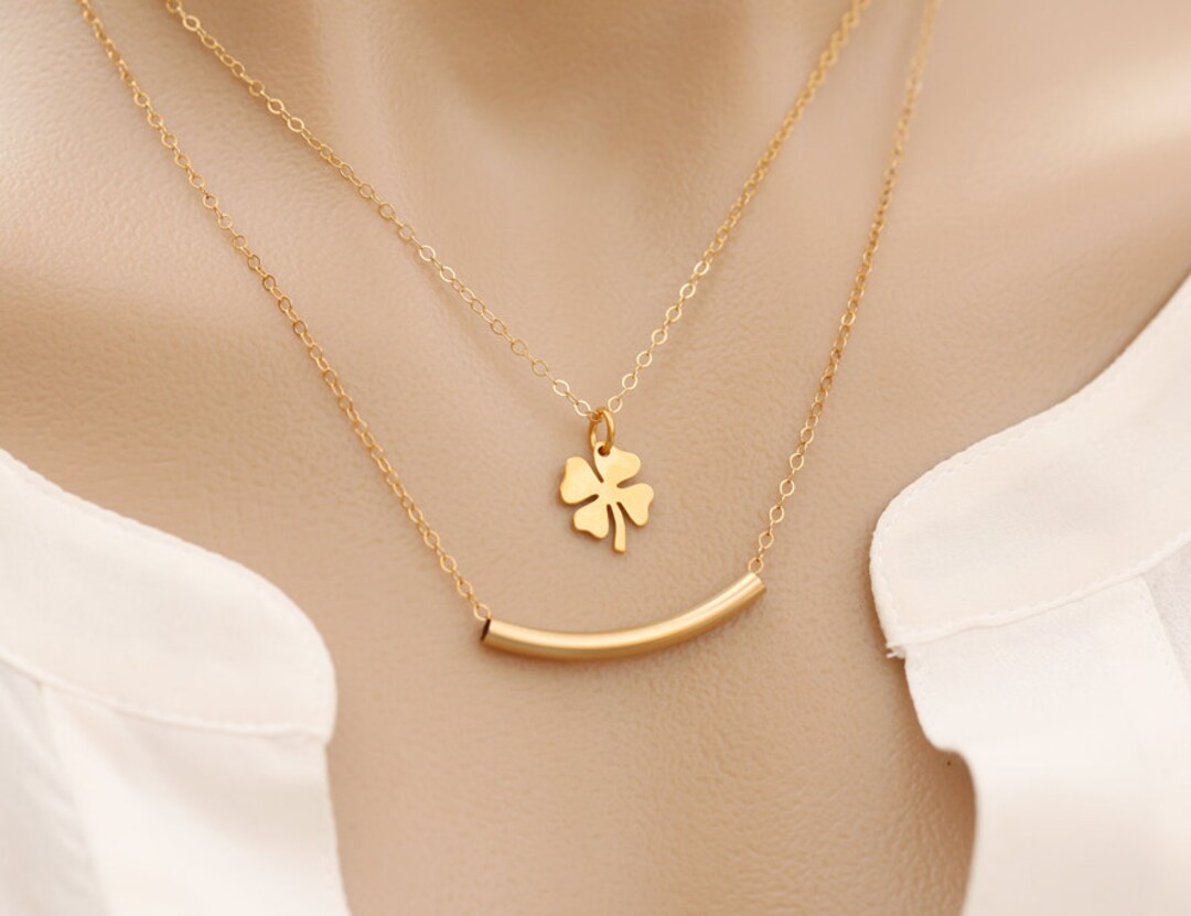 Collana Girocollo Minimalista Con Ciondolo A Barra Piegata – Argento – Stile Boho Vintage – Gioiello Donna