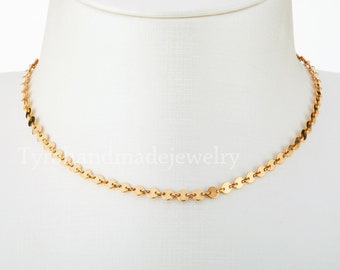 Disc connector choker,Disc chain necklace,gold filled coins chain necklace,Small Circle Choker Chain,Layering Necklace,everyday jewelry