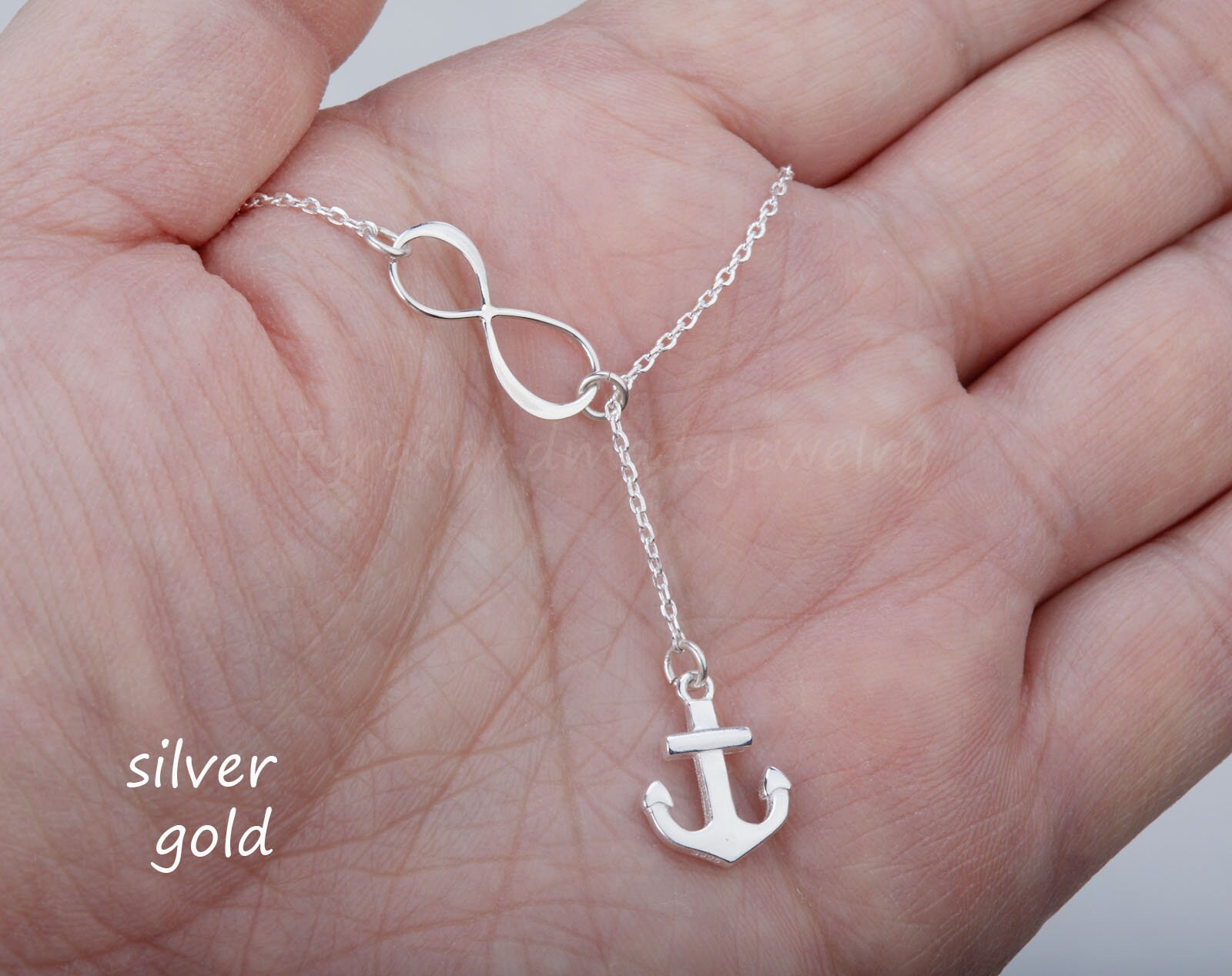 Gold cross Anchor necklaceSideways Cross lariatwedding Etsy