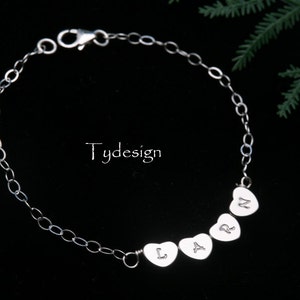 Reversible Heart initial Bracelet,puffed heart initial bracelet,Monogram bracelet,personalized bridesmaid gift,Birthday,Friendship,Mother