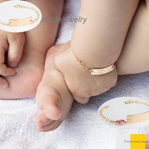 Personalized Baby bar Bracelet , Little Girl bracelet,Baby Jewelry, Personalized Baby Toddler Name Bracelet,baby birthstone bar bracelet image 4