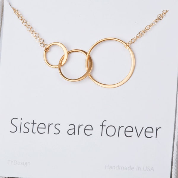 Circle Necklace with sister card,sister love necklace,Eternity love circle,Endless Love,Karma,Friendship,Simple daily Jewelry