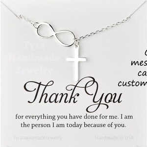 Sideways infinity cross necklace,Infinity karma necklace,Lariat Y necklace,cross necklace,Blessed jewelry,best friend gift,birthday gift image 8