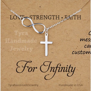 Sideways infinity cross necklace,Infinity karma necklace,Lariat Y necklace,cross necklace,Blessed jewelry,best friend gift,birthday gift image 5