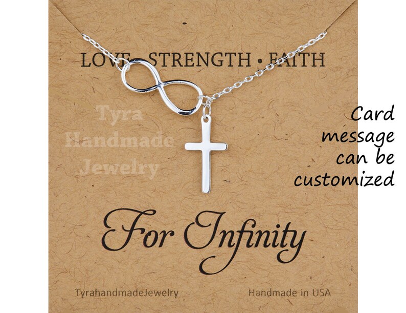 Sideways infinity cross necklace,Infinity karma necklace,Lariat Y necklace,cross necklace,Blessed jewelry,best friend gift,birthday gift image 5