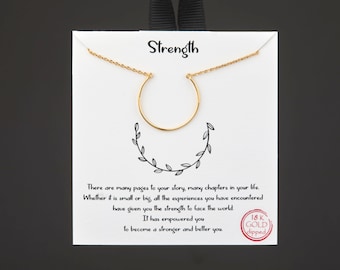 Large horse shoe open circle necklace,white or yellow gold dipped,strength circle necklace,empowering circle,Best friend gift