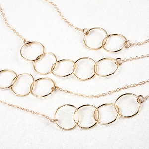 Personalized small circle Necklace, 14k Gold Fill or Sterling Silver eternity necklace,Multiple Link Options,mother gifts,Family