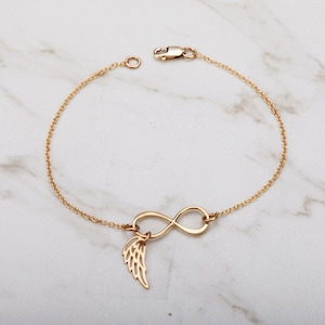 Unendlichkeit Engel Flügel Armband, Erinnerung Armband, verlorenes Baby Armband, Geschenk zum Jahrestag, Muttertagsgeschenk, Nachricht Karte