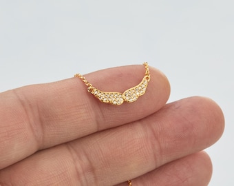 CZ studded Angel wings necklace with note card,memorial wings necklace,Anniversary wing necklace