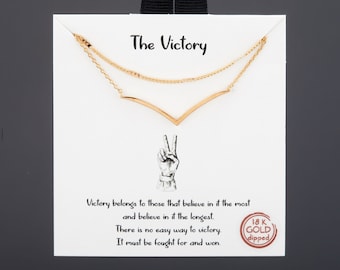 Double Layer Victory wing and beaded chain necklace,Dainty Gold beaded choker,Graduation gift,best friend gift,inspiration note