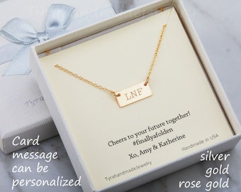 Short bar gold filled necklace,custom engraving,small initial tag,Silver Gold Rose gold,Personalized tag Bar,custom font,custom jewelry note