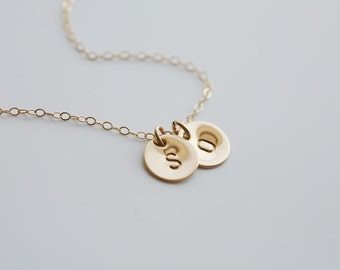 Personalized TWO initial Necklace,14k GOLD Filled, Family, Couple,Birthday,Best Friend, Kid, Sisterhood, Mother's Jewelry