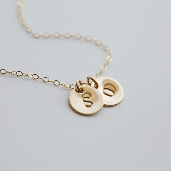 Personalized TWO initial Necklace,14k GOLD Filled, Family, Couple,Birthday,Best Friend, Kid, Sisterhood, Mother's Jewelry