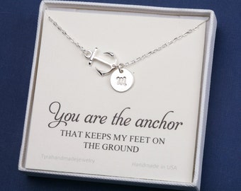 Anchor Necklace with initial,sideways Anchor,navy wife gift,Sailors Hope Strength Anchor,Wedding Jewelry,Bridesmaid gift,best friend anchor