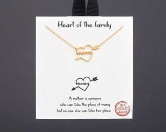 Mama's loving heart necklace with a note card,Mother daughter gift,Dainty Gold Chain Necklace,Mother's Day gift,custom note