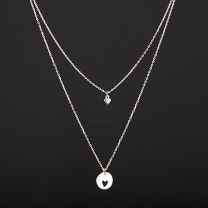 Colar de coração de mãe e filha, colar de prata esterlina de camada dupla, pedaço do meu coração, irmãs, presente de dia das mães, joias de mãe, cartão de nota personalizado