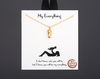 Exquisite baby foot necklace with a note card,Baby shower necklace gift,Dainty Gold Chain Necklace,Mother's Day gift,custom note card