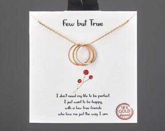 Triple color three circle necklace,Best friend necklace,sisterhood circles necklace,Dainty Gold Chain Necklace,Graduation gift necklace