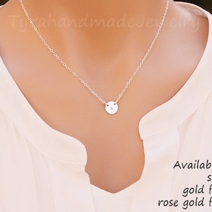 Small Initial necklace,Personalized monogram layered necklace,custom font,Tiny circle Dot Necklace,Silver or gold or rose gold,font choices