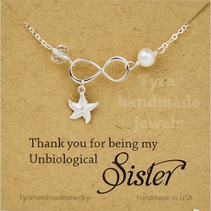 Infinity starfish bracelet,custom birthstone bracelet,message card,Mother in law gift,Godmother,Grandma,Mother jewelry,Mother of groom gift image 1