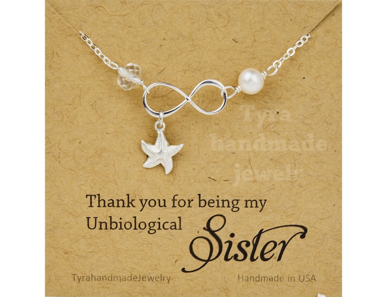 Infinity starfish bracelet,custom birthstone bracelet,message card,Mother in law gift,Godmother,Grandma,Mother jewelry,Mother of groom gift image 1