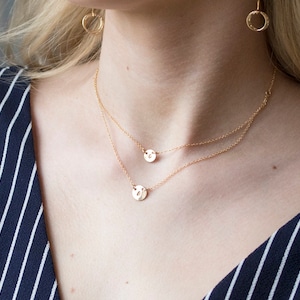 Double tiny Layer initial necklace,Silver,gold,rose gold,couple Monograms,custom font,sisterhood gift,mother of two gift,personalized note,