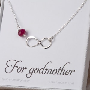 Regalo de madrina, pulsera infinita de madrina, piedra de nacimiento personalizada, tarjeta de agradecimiento de madrina, pulsera turquesa infinita, tarjeta de mensaje personalizada,