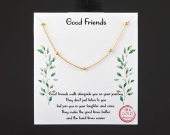 Dainty gold dipped beaded chain necklace,white gold or gold, layering necklace,Good friend gift,Thank you card for best friend