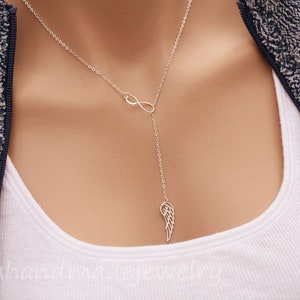 Infinity Engel Flügel Halskette, Memory-Flügel, Jubiläumsgeschenk, Brautjungfer Geschenk, Kind Verlust Schmuck, Hochzeit Braut Schmuck, benutzerdefinierte Schmuck-Karte