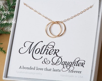 Silver/Gold/Rose gold Mother daughter love Karma necklace,Eternity,Karma Circle necklace,Gift For Mom,To Mom From Daughter Mother's Necklace