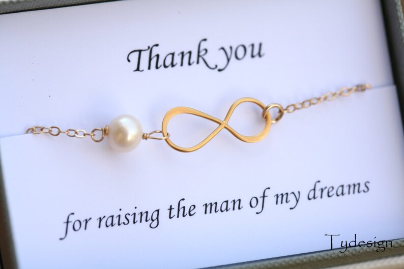 Infinity birthstone bracelet,Mother in law gift,Thank you For Raising the Man of My Dreams,Mother jewelry,Mother of groom,custom note card
