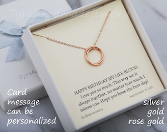 Interlocked circle Necklace,Karma circle necklace,custom jewelry card,eternity necklace,mother gift,sisterhood necklace