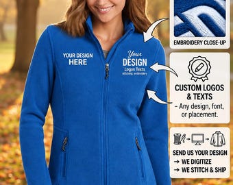 Personalized Women's Fleece Jacket, Custom Embroidered Full Zip Workwear, Nursing Gift, Office Worker Jacket