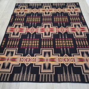 Vintage Pendleton Beaver State wollen deken, Southwest, omkeerbaar, 66x80 cm **c-video